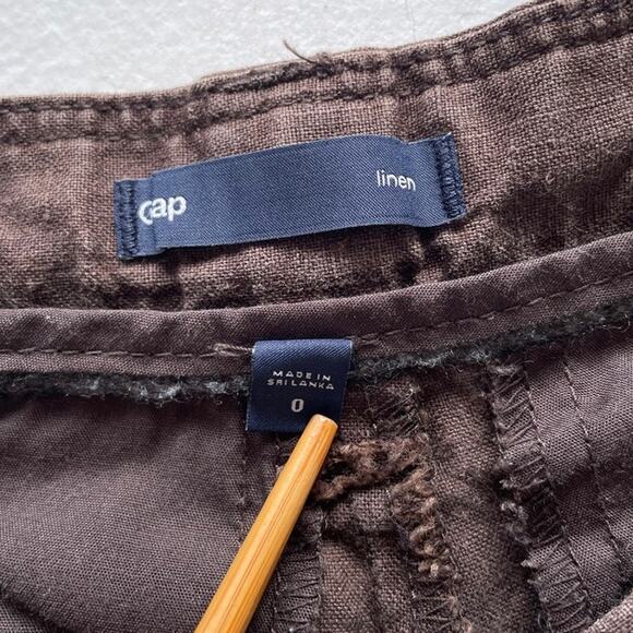 GAP Low Rise Pants: Brown Linen Kick Flares / Sz 0 / Office Siren 2010s - Picture 8 of 8